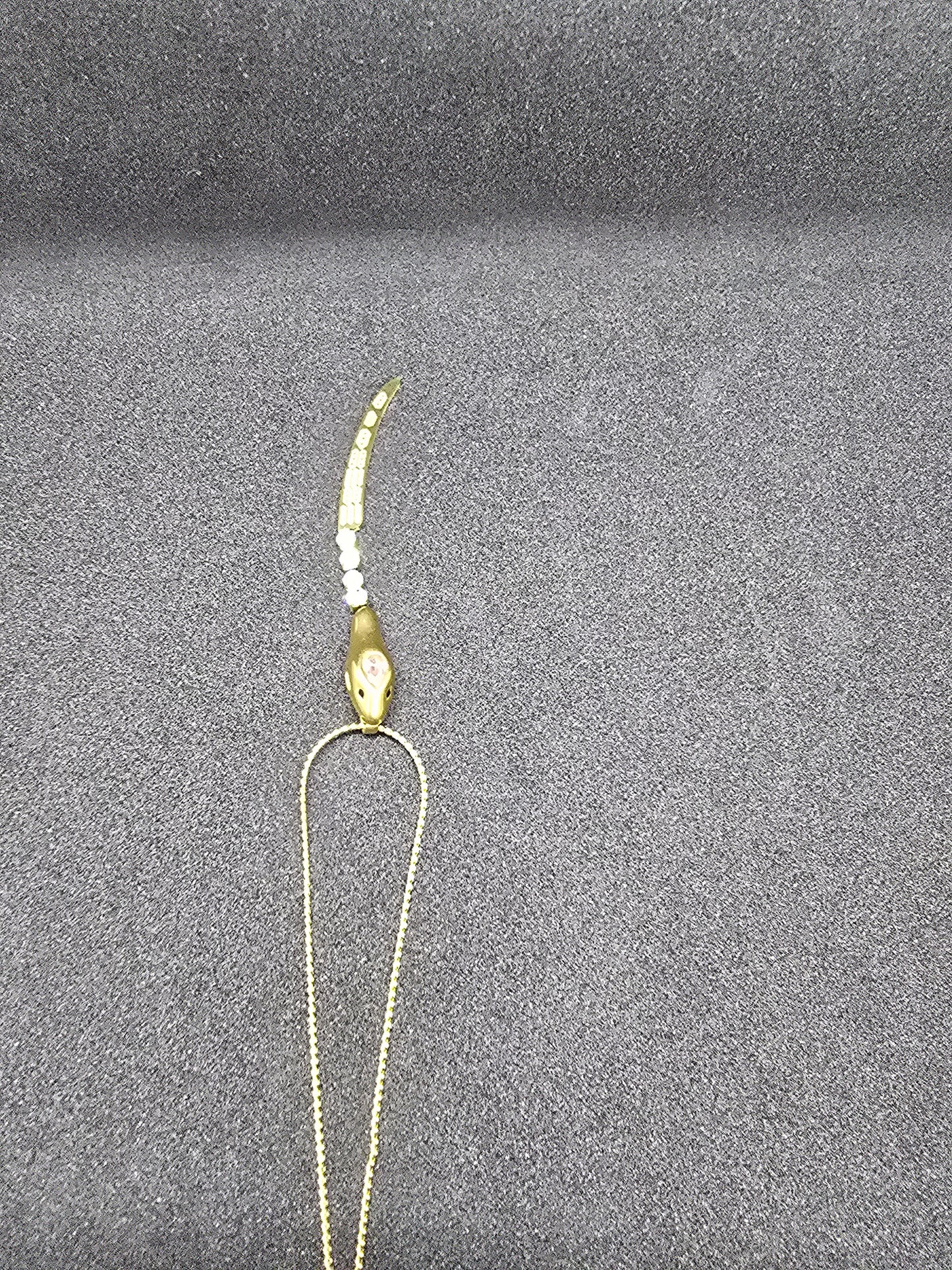 Serpent Charm Necklace with Pink Stone Detailing