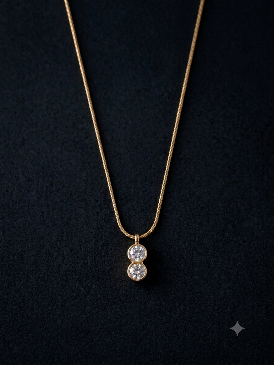 Double Round Cut Stone Necklace