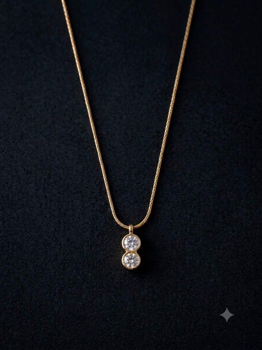 Double Round Cut Stone Necklace