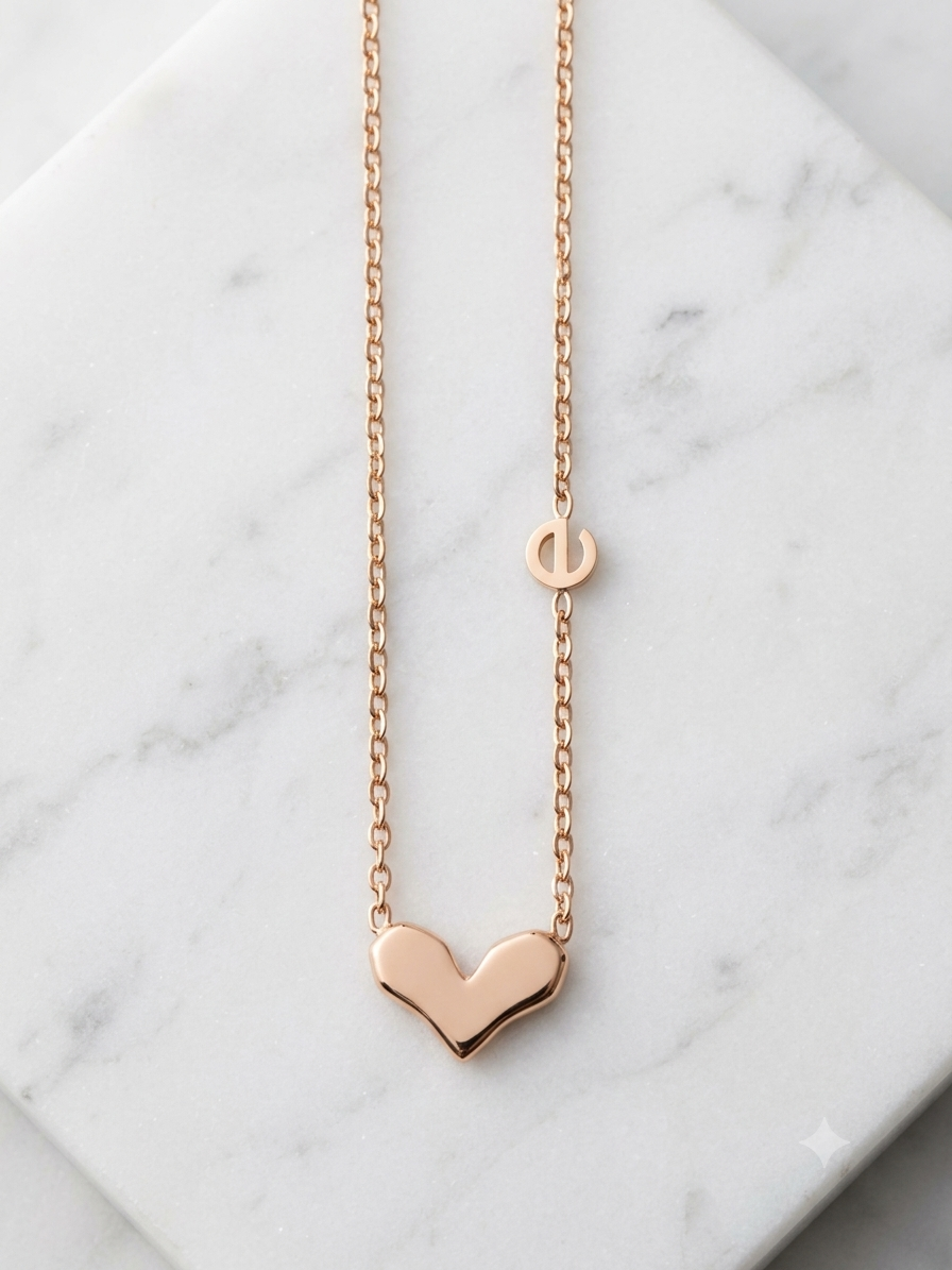 Rose Gold plated Heart with Initial Charm