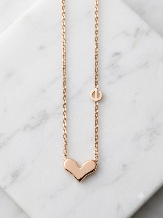 Rose Gold plated Heart with Initial Charm