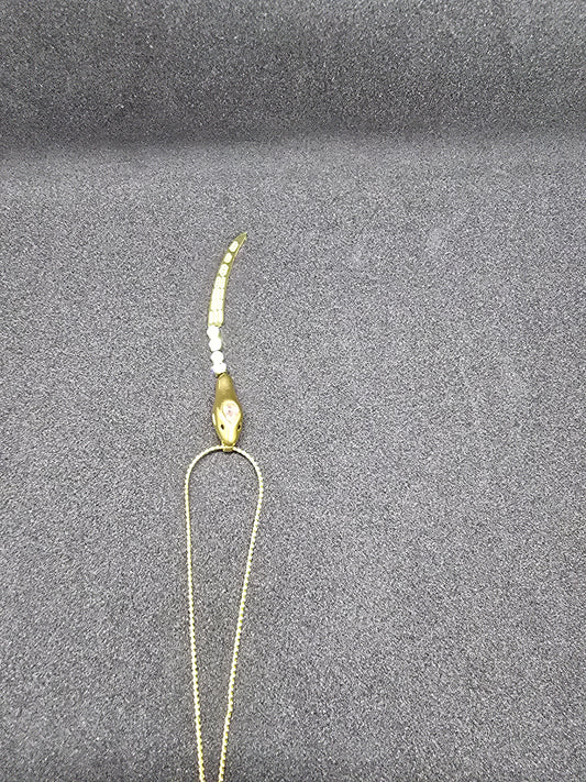 Serpent Charm Necklace with Pink Stone Detailing
