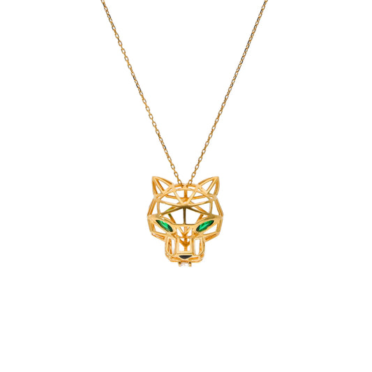 Geometric Green Panther Necklace
