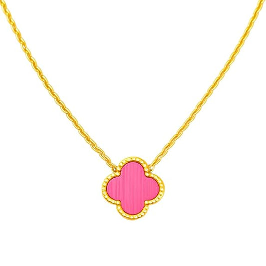 Pink Clover Necklace